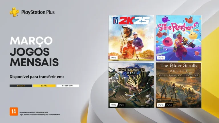 Jogos mensais do PlayStation Plus para março incluem PGA Tour 2K25, Monster Hunter Rise e mais