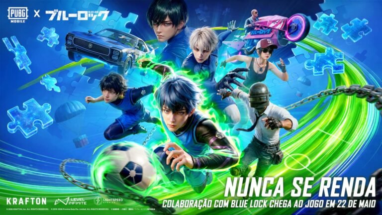 PUBG MOBILE anuncia colaboração com BLUE LOCK e traz personagens do anime ao battle royale