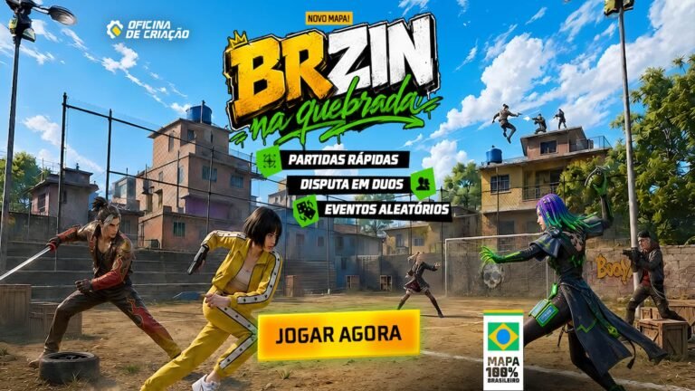 Free Fire lança modo “BRzin na Quebrada” com mapa inspirado em campos de várzea e periferias brasileiras