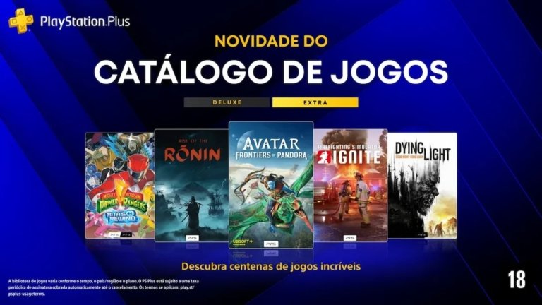 PS Plus Extra e Deluxe recebe Avatar: Frontiers of Pandora, Rise of the Ronin e mais jogos em julho