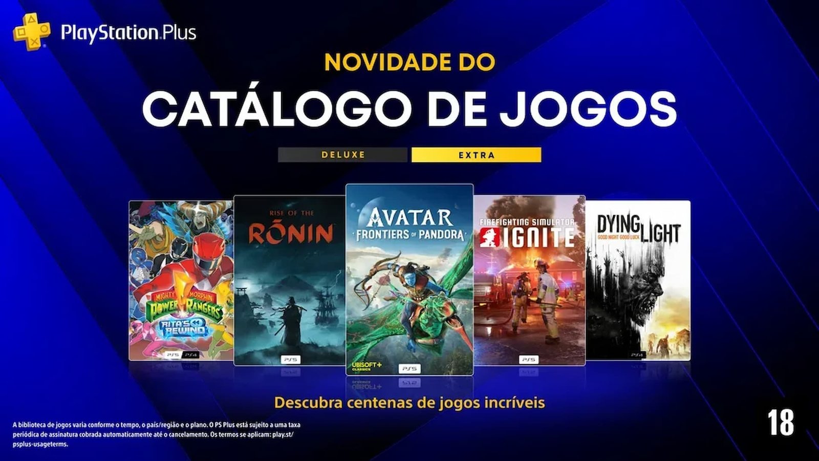 PS Plus Extra e Deluxe recebe Avatar: Frontiers of Pandora, Rise of the Ronin e mais jogos em julho
