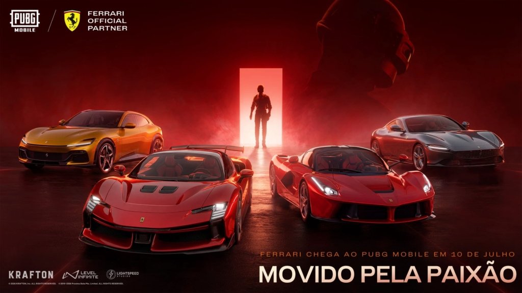 PUBG MOBILE recebe colaboração inédita com Ferrari e Scuderia Ferrari HP