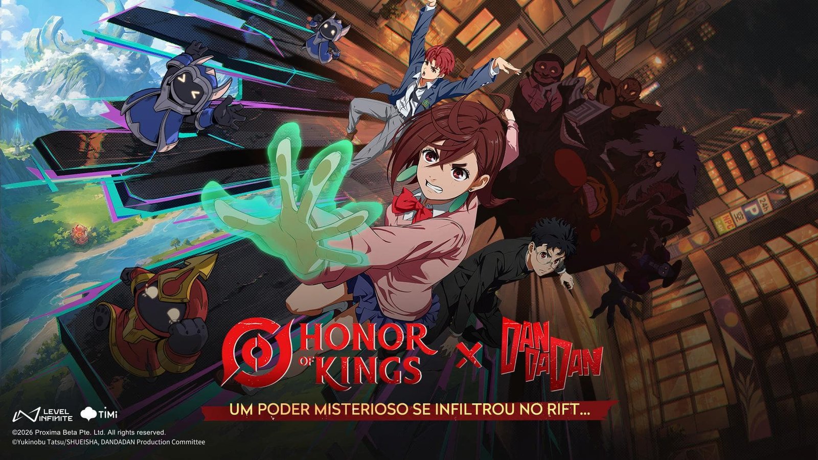 Honor of Kings anuncia colaboração com DAN DA DAN e revela novos visuais, eventos e recompensas